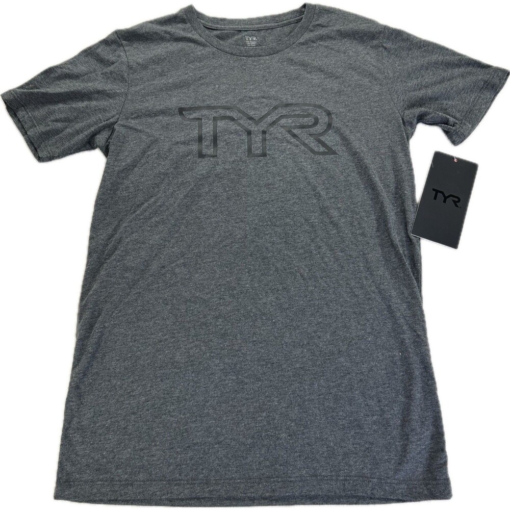 TYR Womens Black Logo T-Shirt Dark Gray Size Small NWT Retail $29.99 NEW